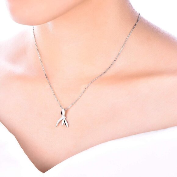 Women Dragonfly Necklace Sterling Silver Cubic Zirconia Pendant - Elegant Gift f - Picture 5 of 7